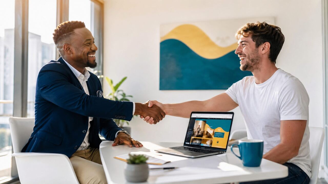 Business handshake closing a website deal